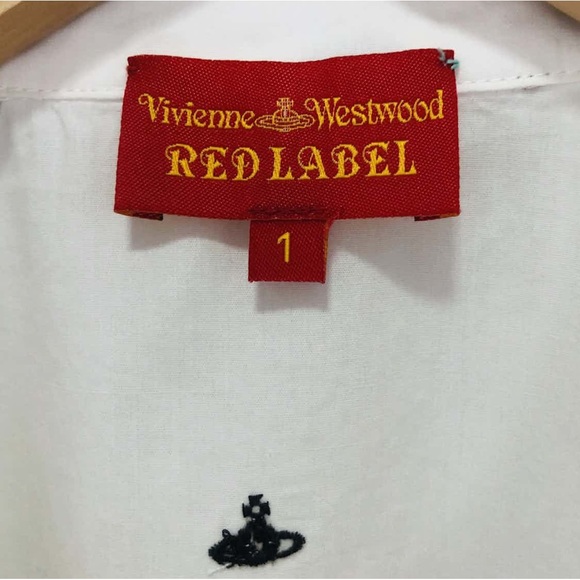 VIVIENNE WESTWOOD • RARE ORB LOGO EMBROIDERED COTTON ROUND COLLAR BLOUSE - Picture 6 of 11